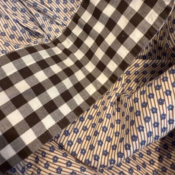 Daniel Cremieux Classics Contrast Cuff Button Front Shirt Blue Cream Brown Large - Picture 10 of 14